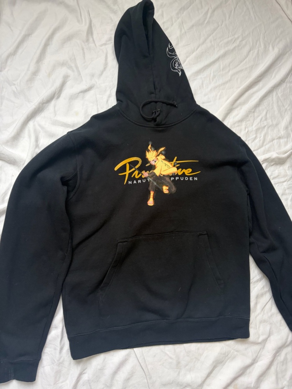 Primitive Black Hoodie with Yellow Naruto Graphic